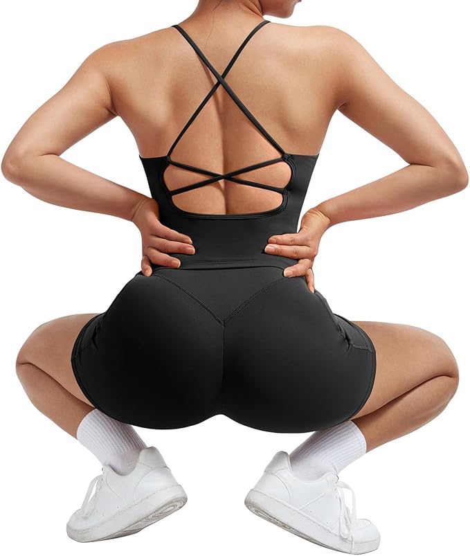 SUUKSESS Women 2 Piece Workout Sets Padded Tank Tops Tummy Control Leggings Gym Outfits