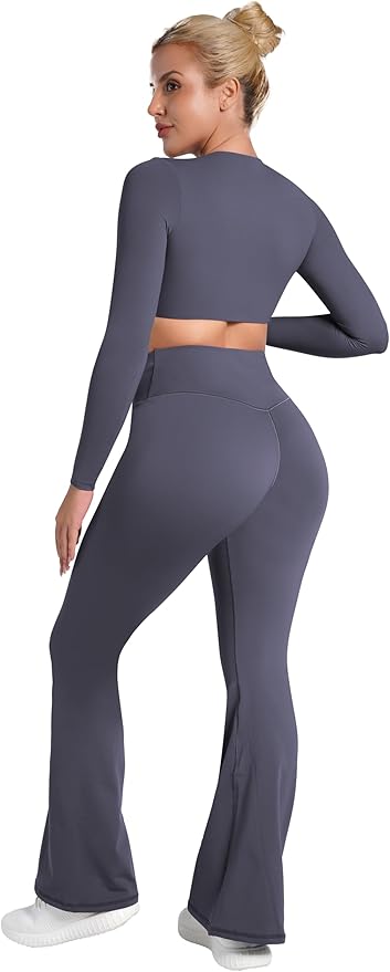 Sunzel Flare Leggings, Crossover Yoga Pants with Tummy Control, High-Waisted and Wide Leg
