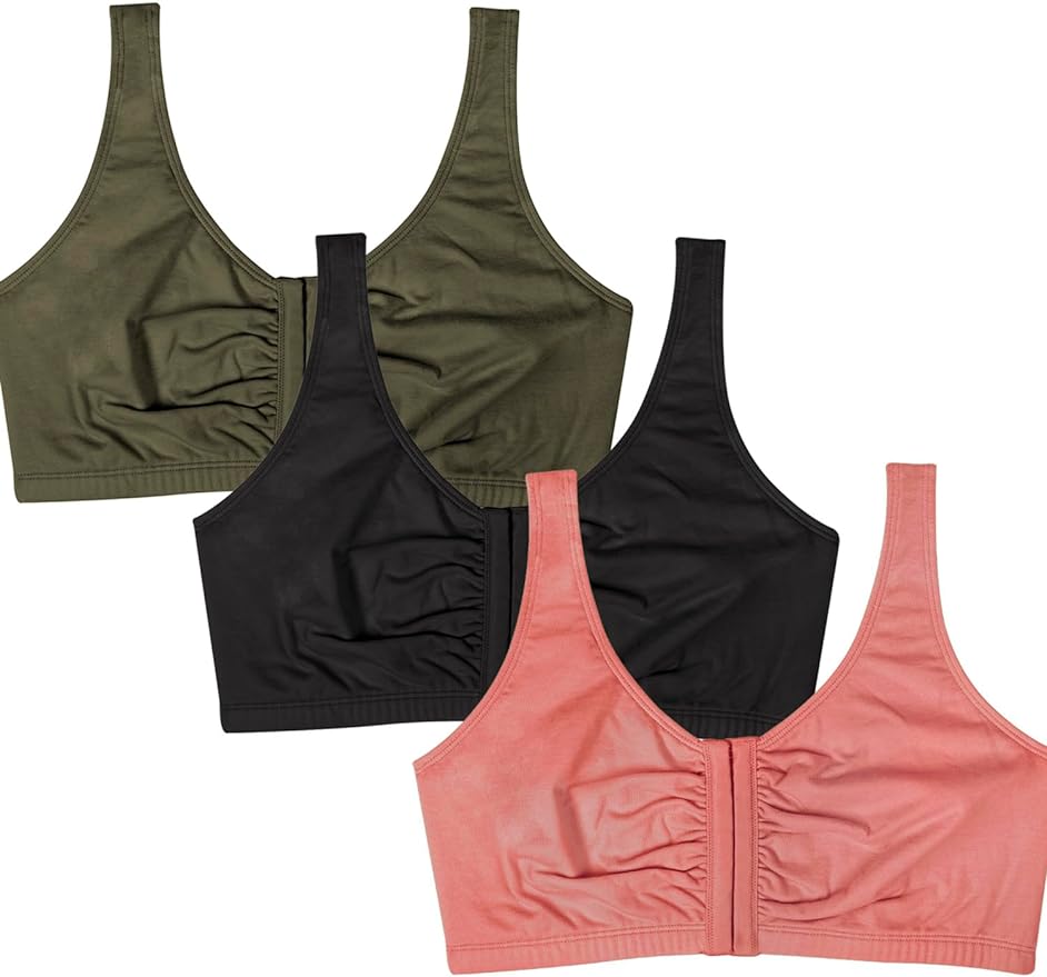 Fruit of the Loom Women's 96014PK Comfort Cotton Blend Front Close Sports Bra 2 Pack