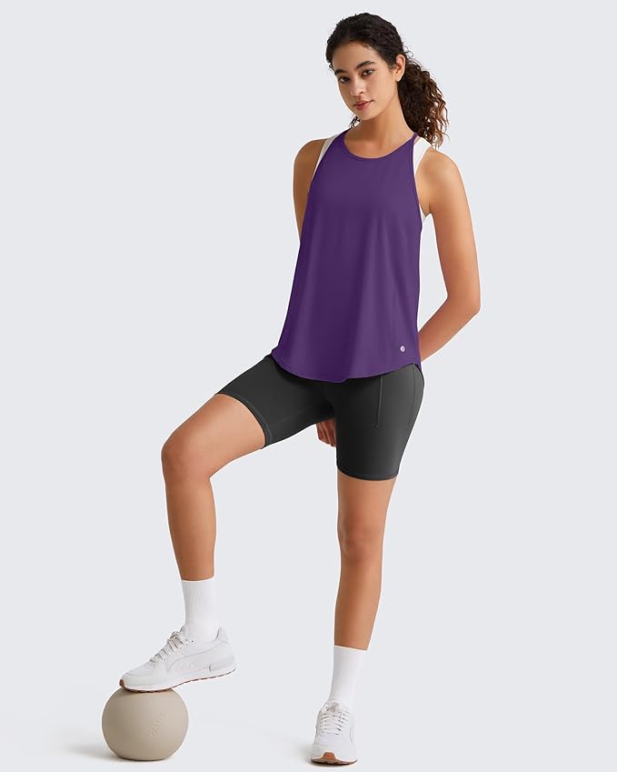 G4Free Workout Athletic Tank Tops for Women Racerback Lightweight Gym Pilates Y-Back Loose Fit Running Tanks Top