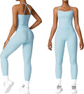 Women 2 Piece Workout Sets (NEW) Yoga Outfit Open Back Tank Top High Waisted Leggings Gym Sets Tracksuits