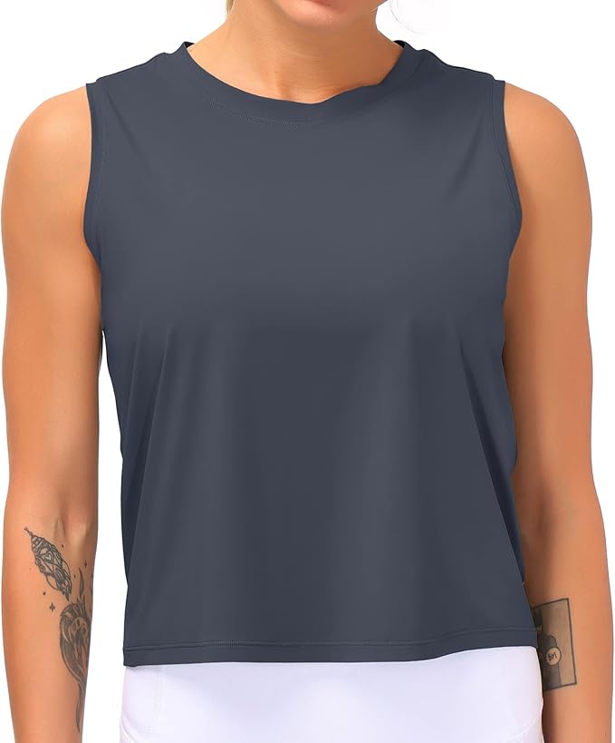 Dragon Fit Womens Ice Silk Workout Tank Tops Sleeveless Cropped Yoga Shirt for Running Gym Summer