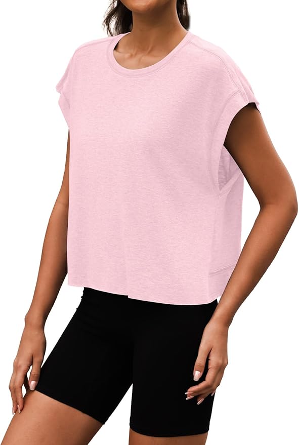 Women Open Back Workout Shirts Short Sleeve Tops Casual Yoga Y2k Athletic Gym Running Crop Tees