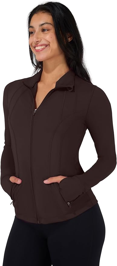90 Degree By Reflex Full Zip Running Track Jacket Lightweight Athletic Slim Fit Jacket with Thumbholes