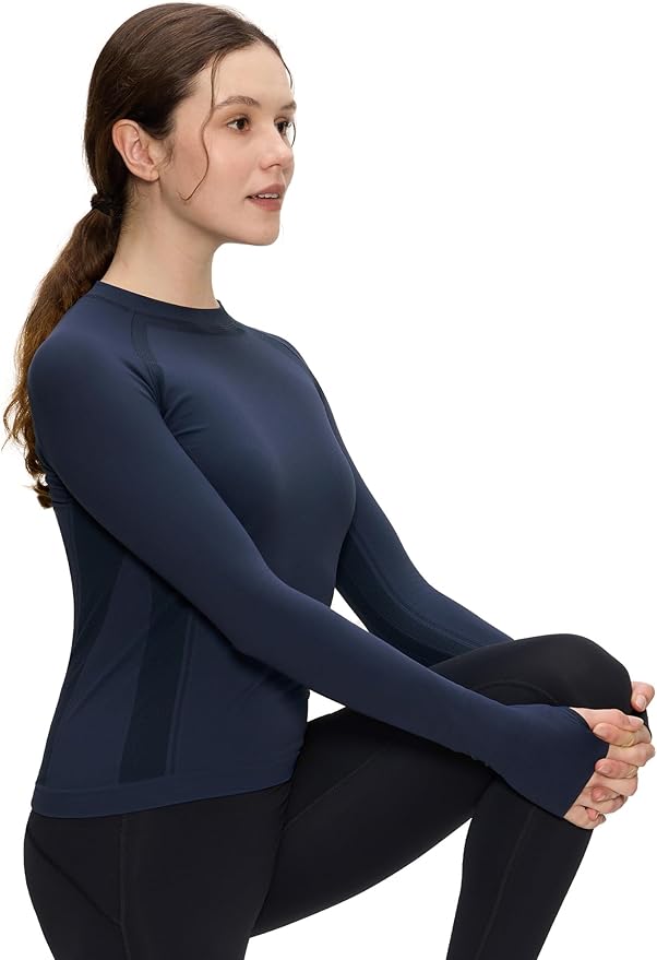 Long Sleeve Workout Tops for Women, Compression Shirt, Sports Running Shirt Breathable Athletic Top Slim Fit