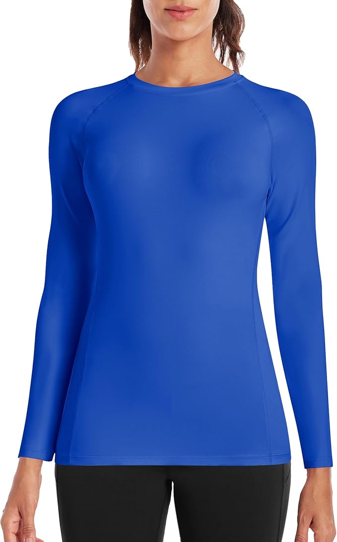 Runhit Women's Long Sleeve Compression Shirt Workout Tops Athletic Base Layer Gym Yoga Running Sports Gear Quick Dry UPF 50+