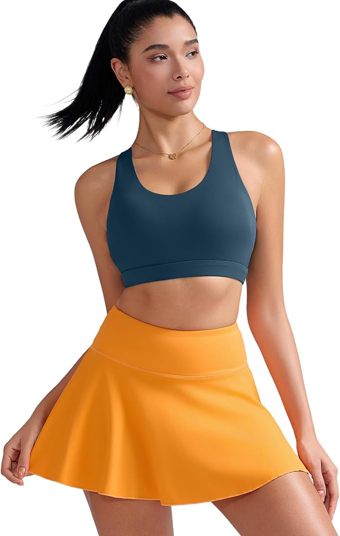 RUNNING GIRL Sports Bras for Women,Padded Strappy Sports Bras Criss-Cross Back Medium Support Sports Bras with Removable Cups