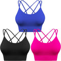 Sykooria 3 Pack Strappy Sports Bra for Women Sexy Crisscross for Yoga Running Athletic Gym Workout Fitness Tank Tops