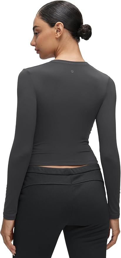 CRZ YOGA Softembrace Crewneck Long Sleeve Shirts for Women - Casual Going Out Tops Soft Basic Fitted Tight Fall T-Shirts