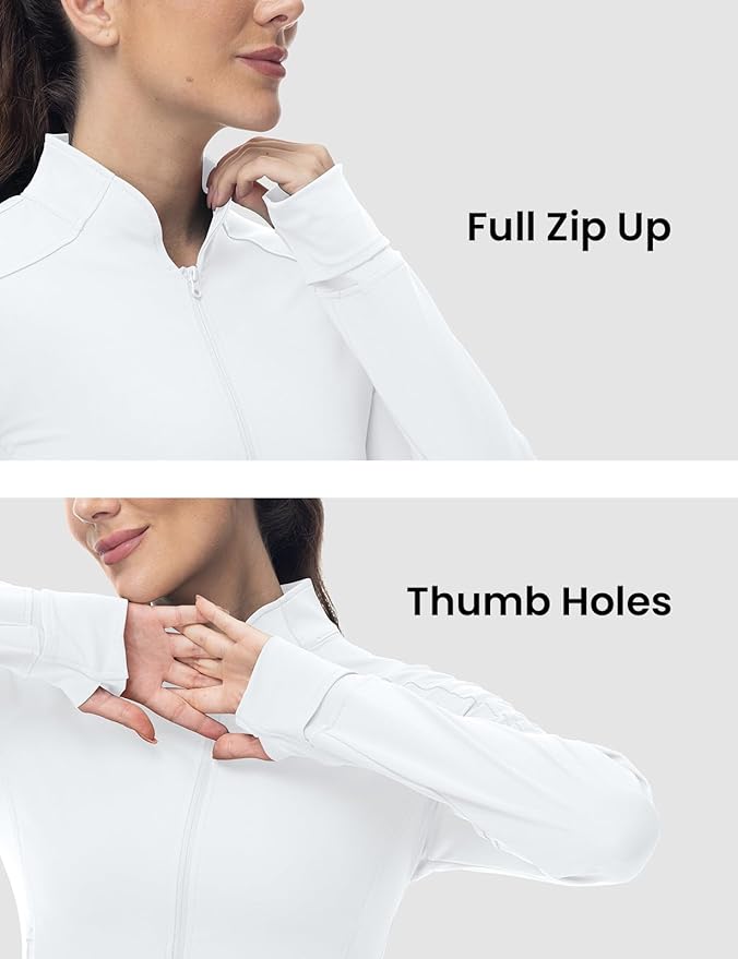 BGOWATU Women's Workout Athletic Jacket Full Zip Running Jackets Gym Yoga Track Tops with Pockets Thumb Hole