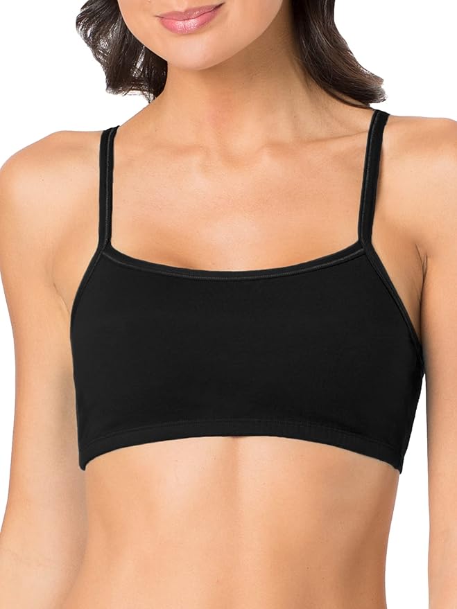Fruit of the Loom Women's Spaghetti Strap Cotton Sports Bra - All-Day Comfort & Easy Movement