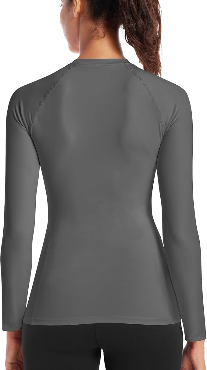 Runhit Women's Long Sleeve Compression Shirt Workout Tops Athletic Base Layer Gym Yoga Running Sports Gear Quick Dry UPF 50+