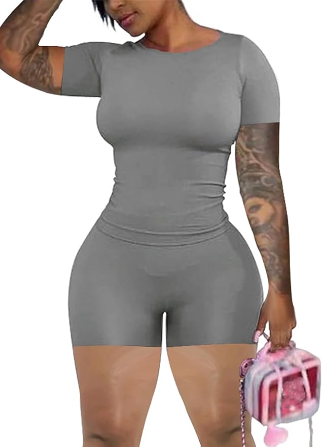 chicyes Lounge 2 Piece Sets For Women Summer Gym Two Piece Outfits Workout Plus Size Set Matching Shorts Clothes