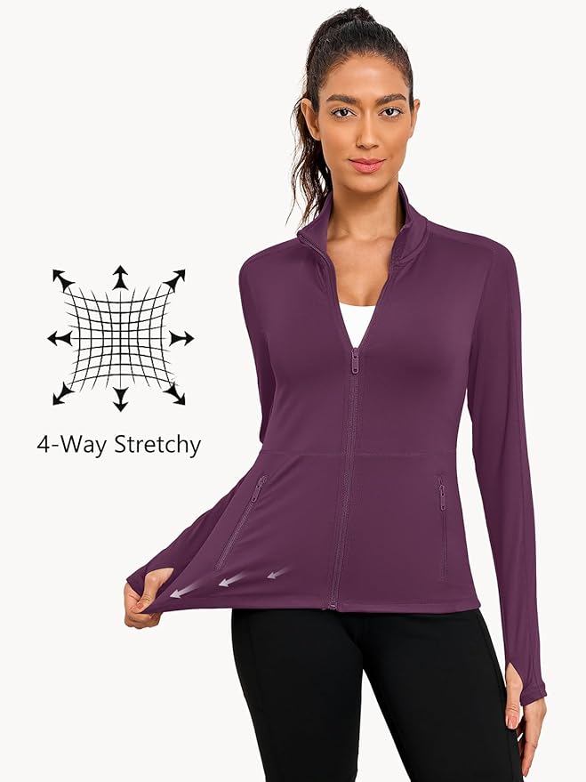 VUTRU Women's Workout Yoga Jacket Full Zip Running Athletic Track Jacket