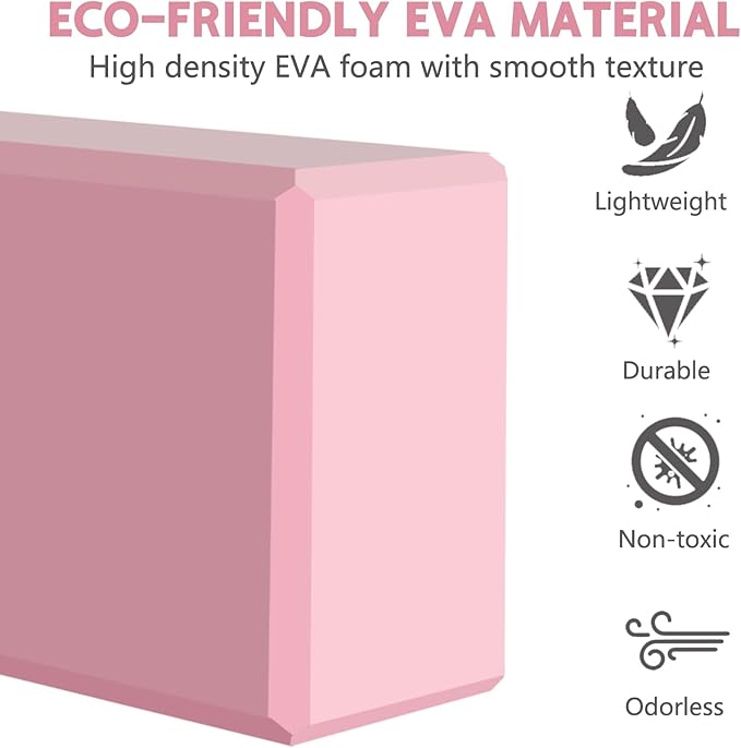 9"x6"x3" Yoga Blocks, Soft Non-Slip Surface Premium Foam Blocks, Supportive, Lightweight, Odor Resistant, Yoga Accessories for Pilates Meditation General Fitness Stretching Toning