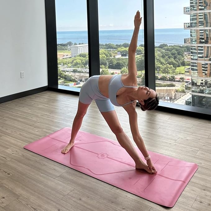 Liforme Original Yoga Mat – Free Yoga Bag Included - Patented Alignment System, Warrior-like Grip, Non-slip, Eco-friendly, sweat-resistant, long, wide, 4.2mm thick mat for comfort