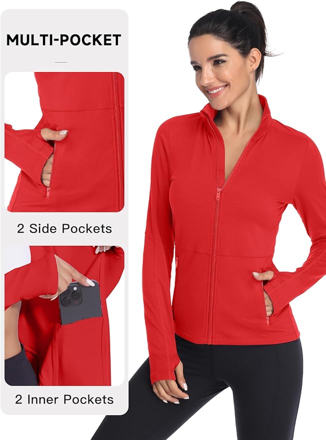 VUTRU Women's Workout Yoga Jacket Full Zip Running Track Jacket Fleece Athletic Jacket