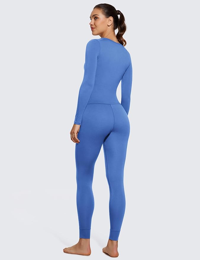 CRZ YOGA Soft Thermal Underwear Sets for Women Lightweight Long Johns Base Layer Pajamas Warm Top Bottom