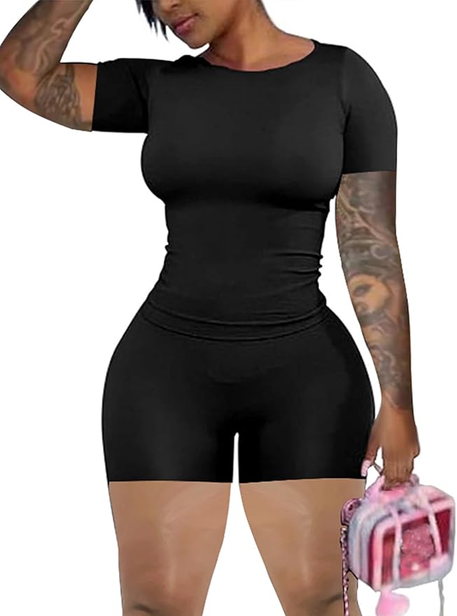 chicyes Lounge 2 Piece Sets For Women Summer Gym Two Piece Outfits Workout Plus Size Set Matching Shorts Clothes