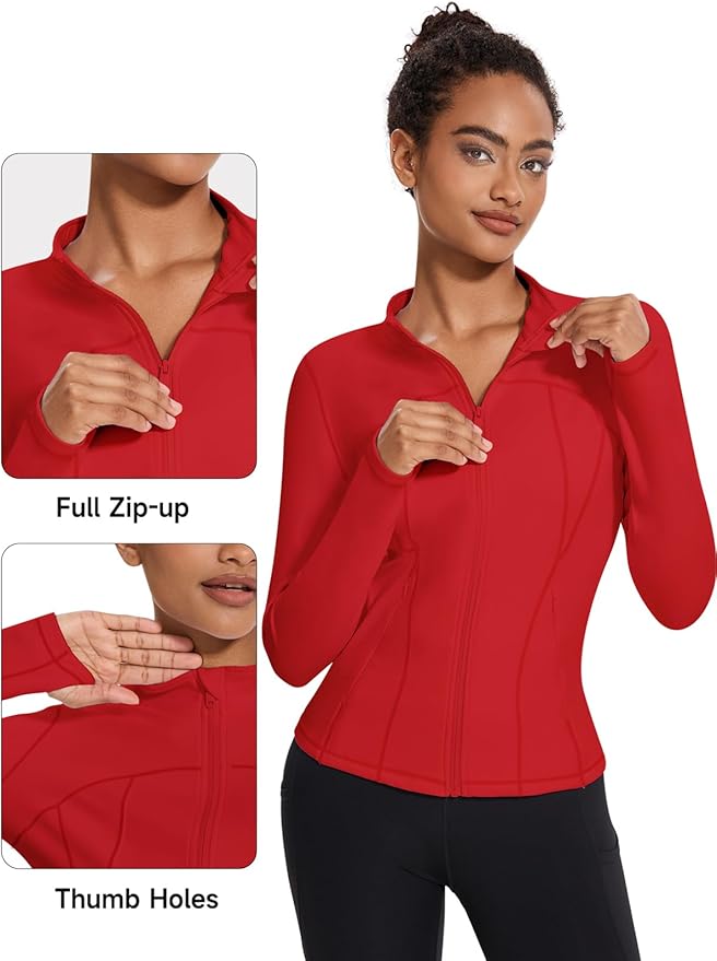 VUTRU Womens Workout Yoga Jacket Lightweight Zip Up Athletic Jacket Lightweight Cropped Jacekt with Pockets