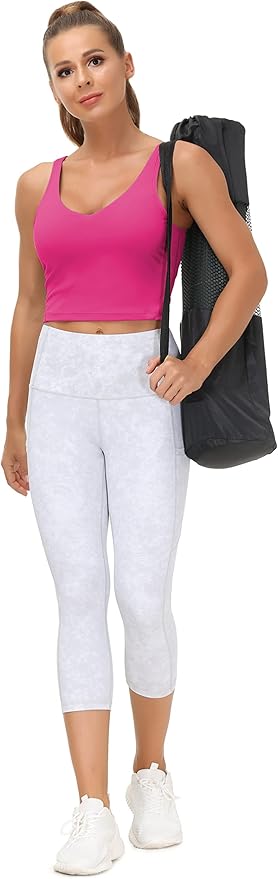 THE GYM PEOPLE Womens' Sports Bra Longline Wirefree Padded with Medium Support