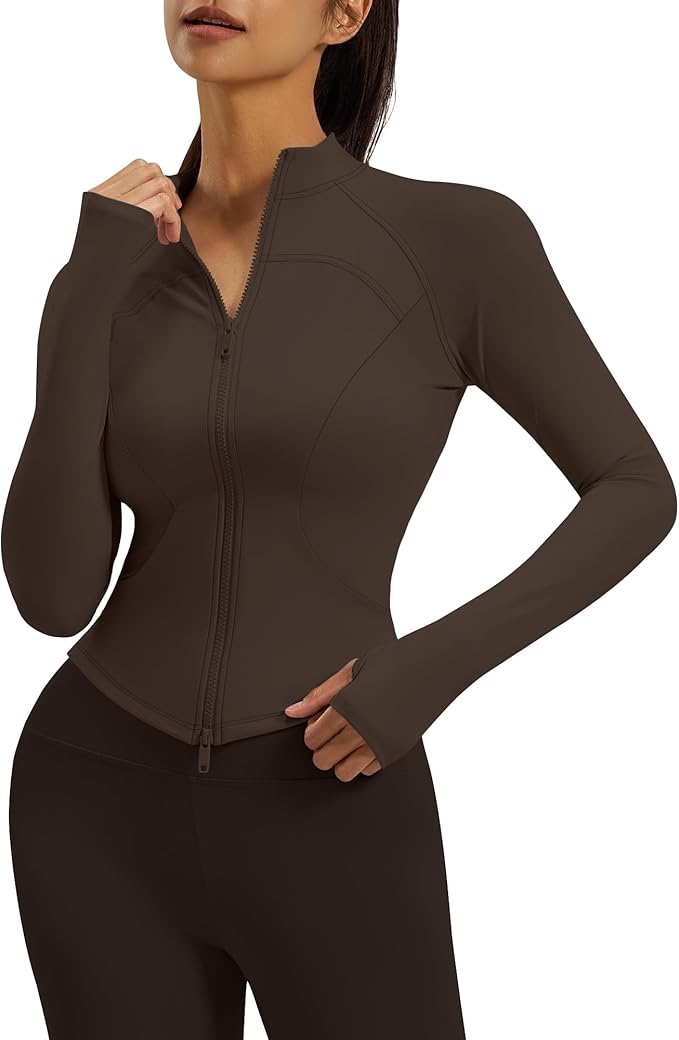 Gacaky Womens Cropped Workout Running Jackets Lightweight Slim Fit Athletic Yoga Jacket Full Zip Tops with Pocket