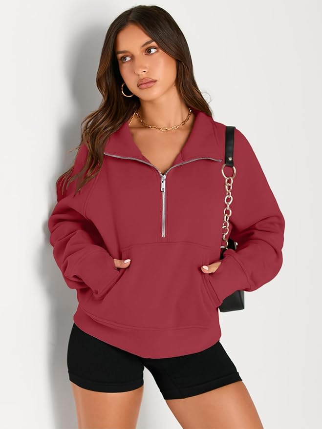 AUTOMET Womens Sweatshirts Half Zip Cropped Pullover Fleece Quarter Zipper Hoodies 2026 Fall Fashion Outfits Clothes