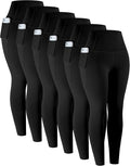 LZYVOO Leggings with Pockets for Women, 6 Packs Soft High Waisted Tummy Control Workout Yoga Pants