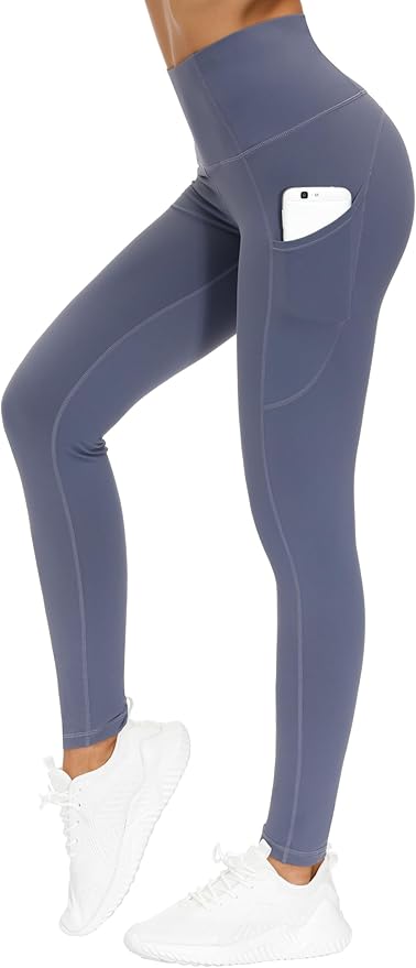 THE GYM PEOPLE Thick High Waist Yoga Pants with Pockets, Tummy Control Workout Running Yoga Leggings for Women