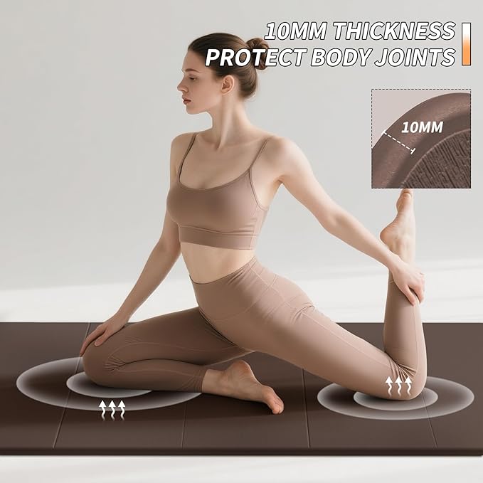 PAIDU Foldable Fitness Yoga Mat | 2/5" (10MM) Extra Thick | SGS Certified Non-Slip TPE | 75x26" Extra Long-Wide | Portable & Easy Store | for Yoga, Pilates, Home Gym & Full-Body Workouts