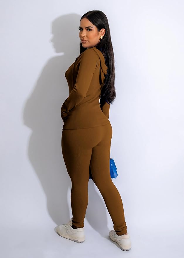 YeGine Women 2 Piece Outfits Long Sleeve Tracksuit Bodycon Matching Sets Hoodie Jacket Jogging Suit