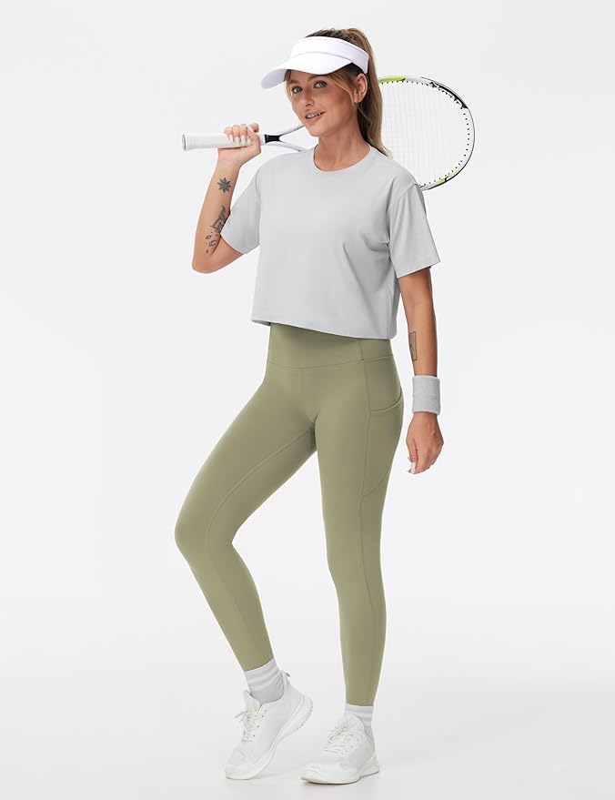 THE GYM PEOPLE Thick High Waist Yoga Pants with Pockets, Tummy Control Workout Running Yoga Leggings for Women