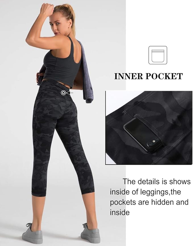 Dragon Fit High Waist Yoga Leggings with 3 Pockets,Tummy Control Workout Running 4 Way Stretch Yoga Pants