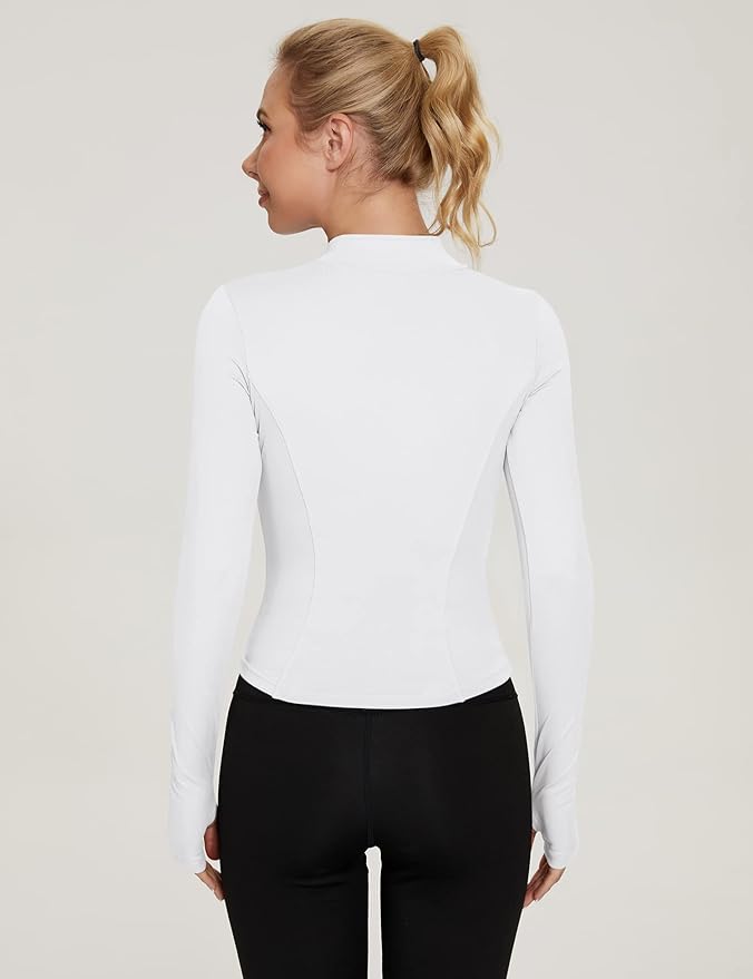 LUYAA Women's Workout Jacket Lightweight Zip Up Yoga Jacket Cropped Athletic Slim Fit Tops