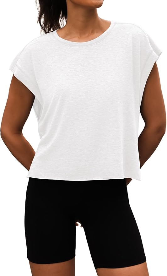 Women Open Back Workout Shirts Short Sleeve Tops Casual Yoga Y2k Athletic Gym Running Crop Tees