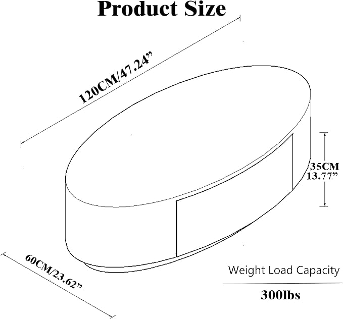 47.24" Oval Wood Coffee Table with Storage Drawer MDF Center Table Side Table for Living Room, Apartment, Office (Dark Walnut)