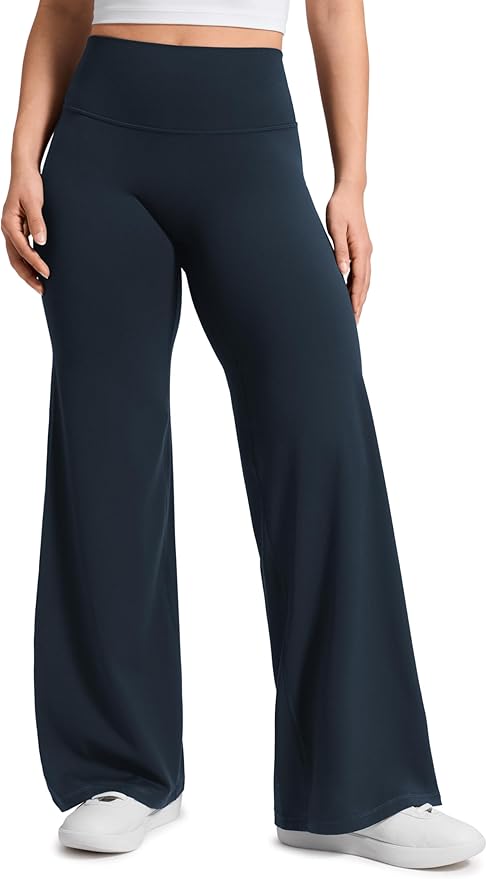 CRZ YOGA Softretch No Front Seam Wide Leg Pants 28''/ 30''/ 32" for Women - High Waist Yoga Lounge Buttery Soft Comfy Casual
