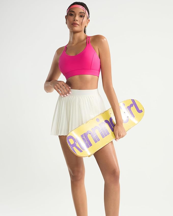 RUNNING GIRL Sports Bras for Women,Strappy Crisscross Back Padded Low Impact Running Sports Bra with Removable Cups