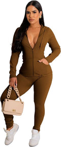 YeGine Women 2 Piece Outfits Long Sleeve Tracksuit Bodycon Matching Sets Hoodie Jacket Jogging Suit