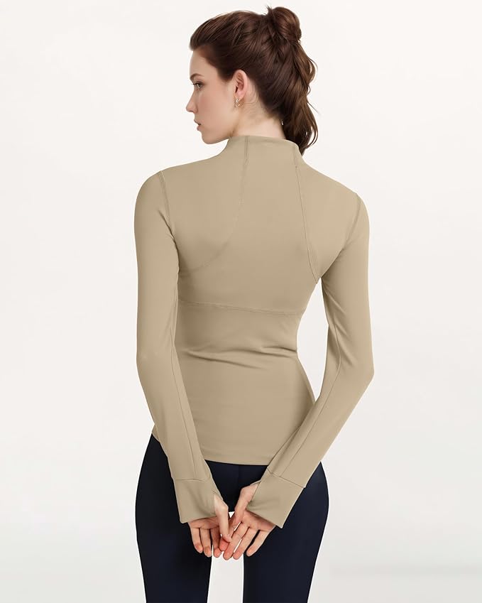Locachy Women's Slim Fit Full Zip Athletic Running Sports Workout Jacket with Thumb Holes