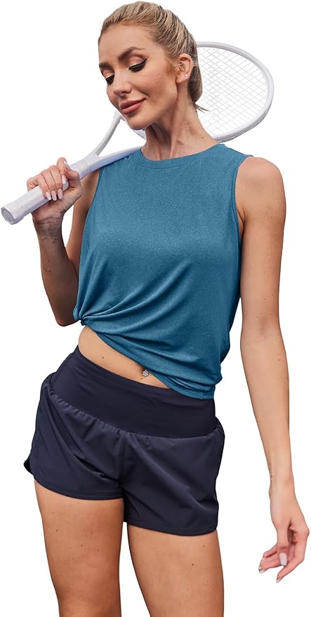 Womens Workout Tank Tops Lightweight Sleeveless Shirts for Women Loose Fit Tops for Athletic Running Tennis Yoga
