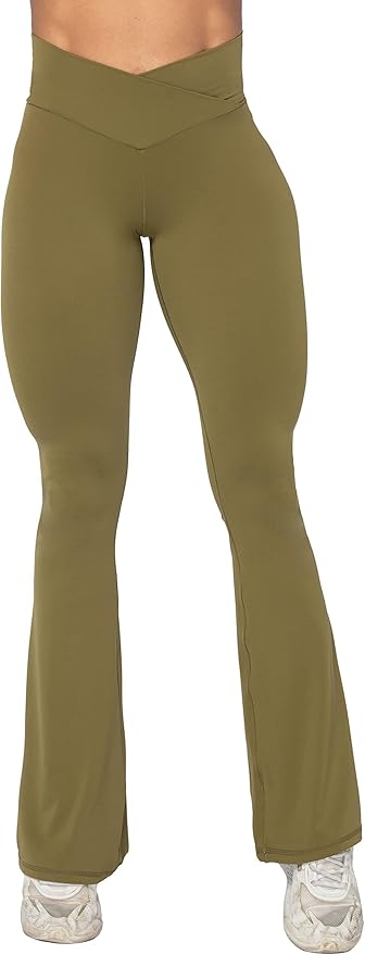 Sunzel Flare Leggings, Crossover Yoga Pants with Tummy Control, High-Waisted and Wide Leg