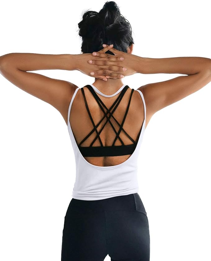 OYANUS Womens Summer Workout Tops Sexy Backless Yoga Shirts Open Back Activewear Running Sports Gym Tank Tops