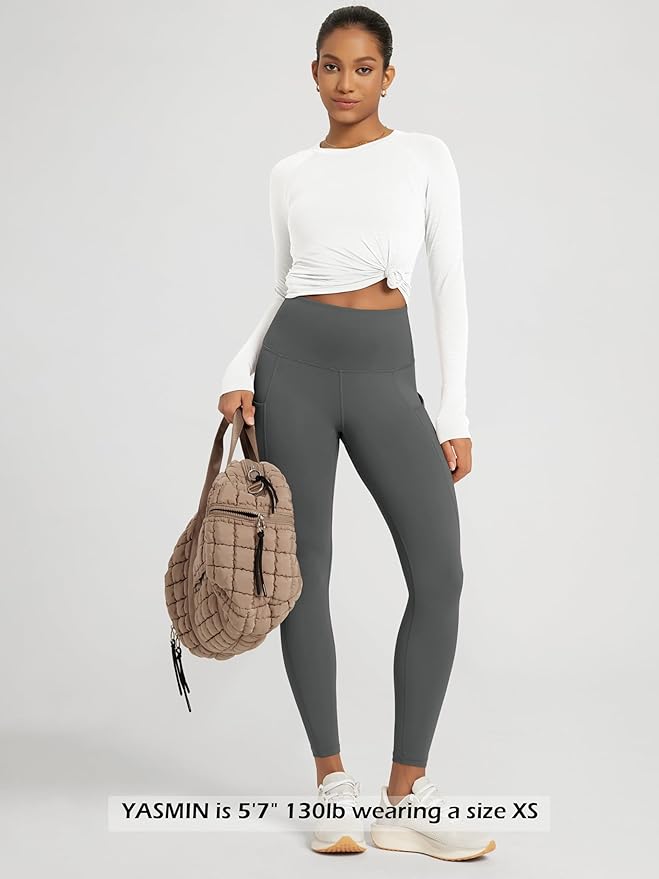 ODODOS Women's High Waisted Yoga Leggings with Pockets, Tummy Control Non See Through Workout Athletic Running Yoga Pants