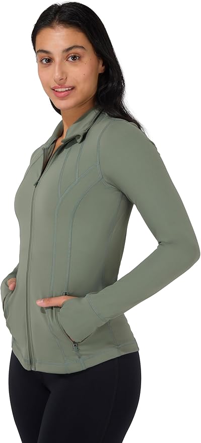 90 Degree By Reflex Full Zip Running Track Jacket Lightweight Athletic Slim Fit Jacket with Thumbholes