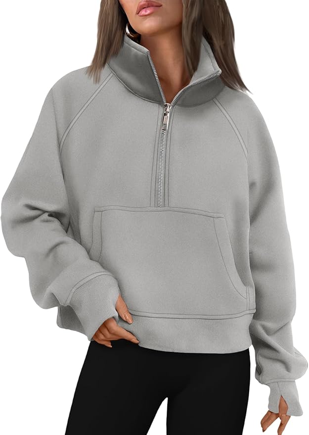 AUTOMET Womens Sweatshirts Half Zip Cropped Pullover Fleece Quarter Zipper Hoodies 2026 Fall Fashion Outfits Clothes