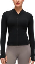 CRZ YOGA Butterluxe V-Neck Jackets for Women - Full Zip Athletic Track Tops with Thumb Holes Pockets