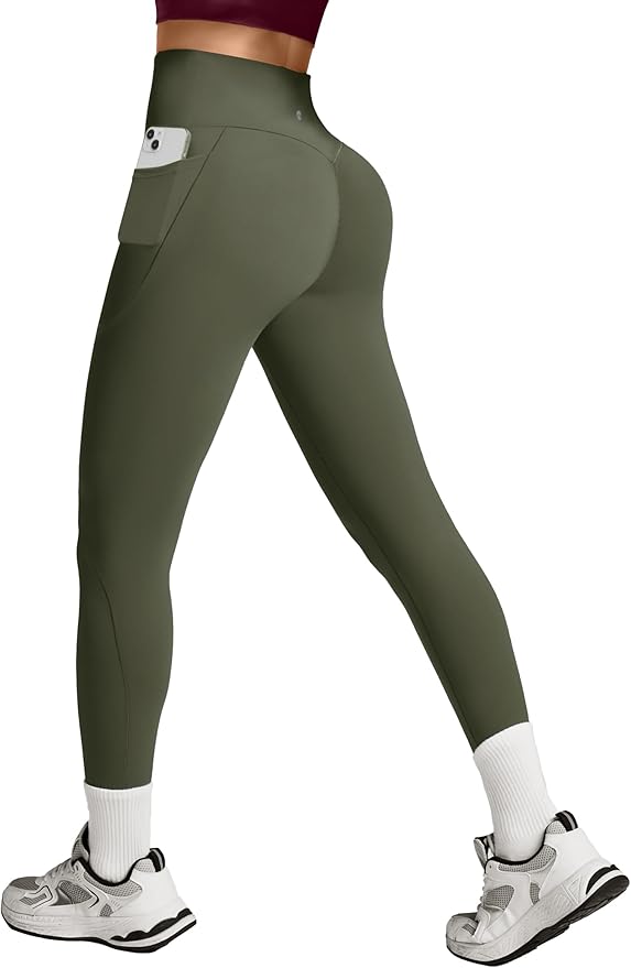 Heathyoga Scrunch Butt Lifting Leggings with Pockets for Women Tummy Control Compression Leggings No Front Seam Yoga Pants