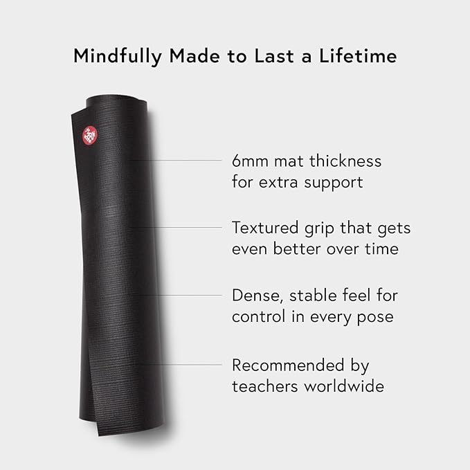 Manduka PRO Yoga Mat – Premium 6mm Thick Mat, High Performance Grip, Ultra Dense Cushioning for Support and Stability in Yoga, Pilates, Gym and Any General Fitness