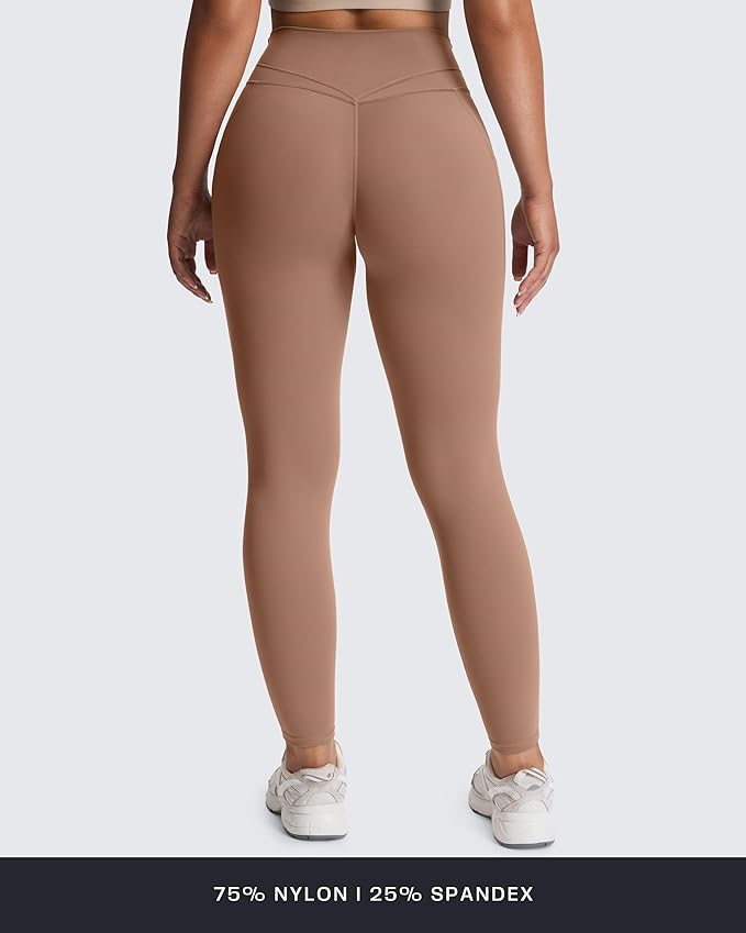 Aoxjox Women's Trinity High Waisted Yoga Pants with Pockets Cross-Waist Tummy Control Buttery Soft Workout Leggings 26"
